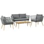 Voir la diapositive 1 : OUTSUNNY Salon de jardin 4 places 4 pièces design scandinave acier époxy résine filaire PE coussins inclus gris