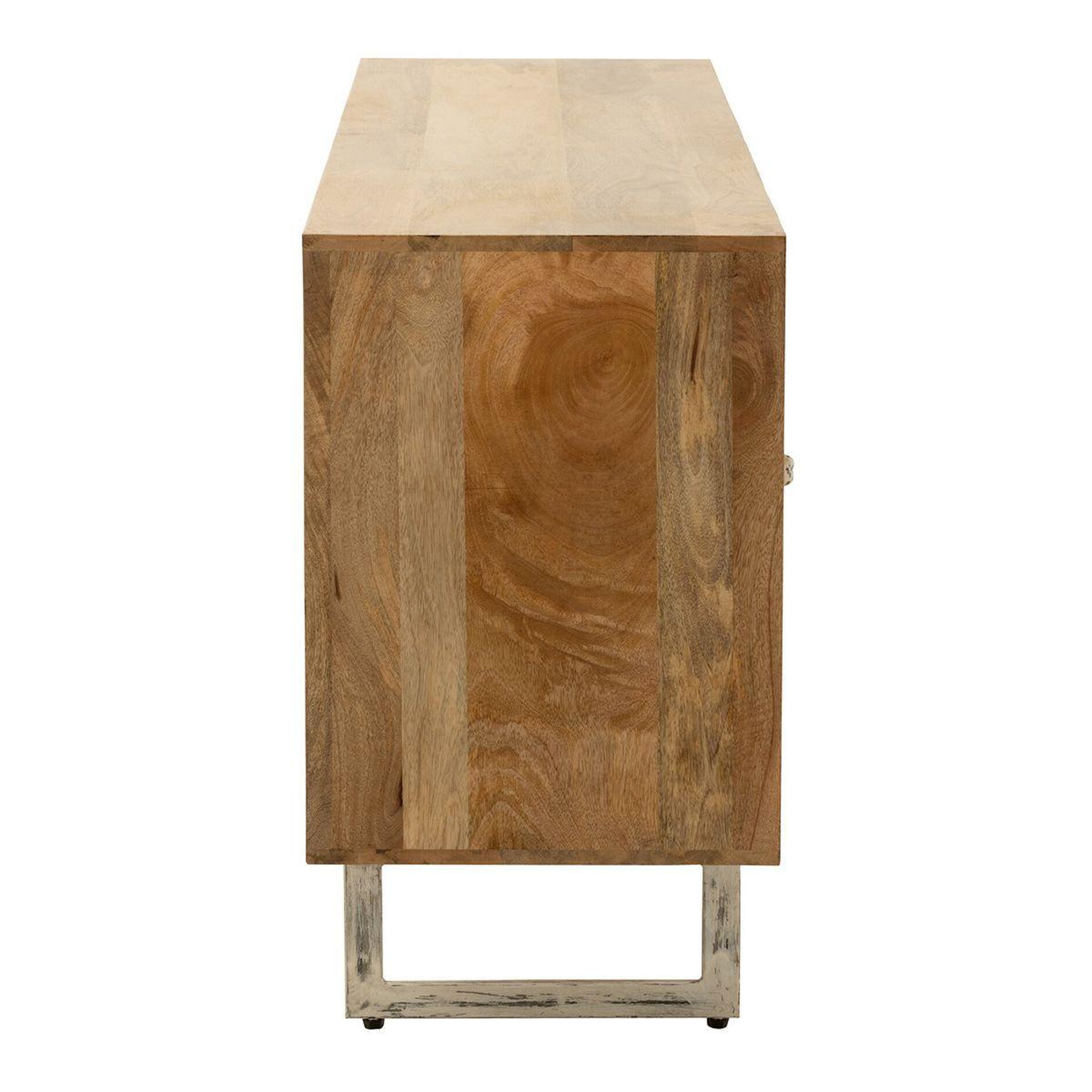 Voir la diapositive 5 : J-LINE Buffet en Bois 4 Portes  Weaving  170cm Naturel