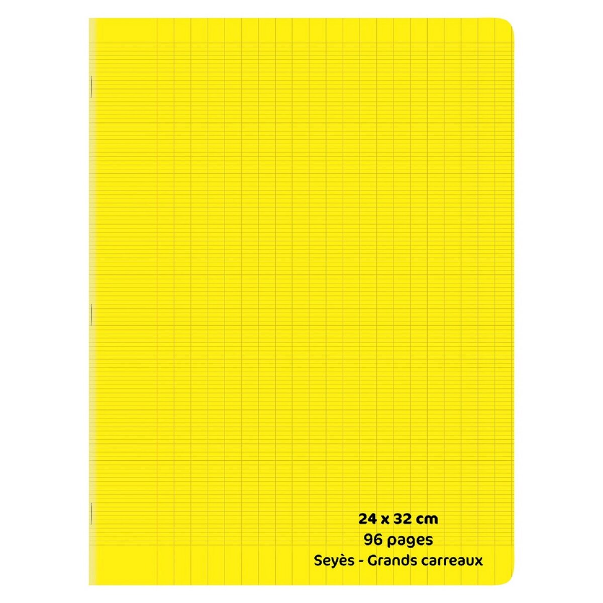 POUCE Cahier piqué polypro 24x32cm 96 pages grands carreaux Seyes jaune