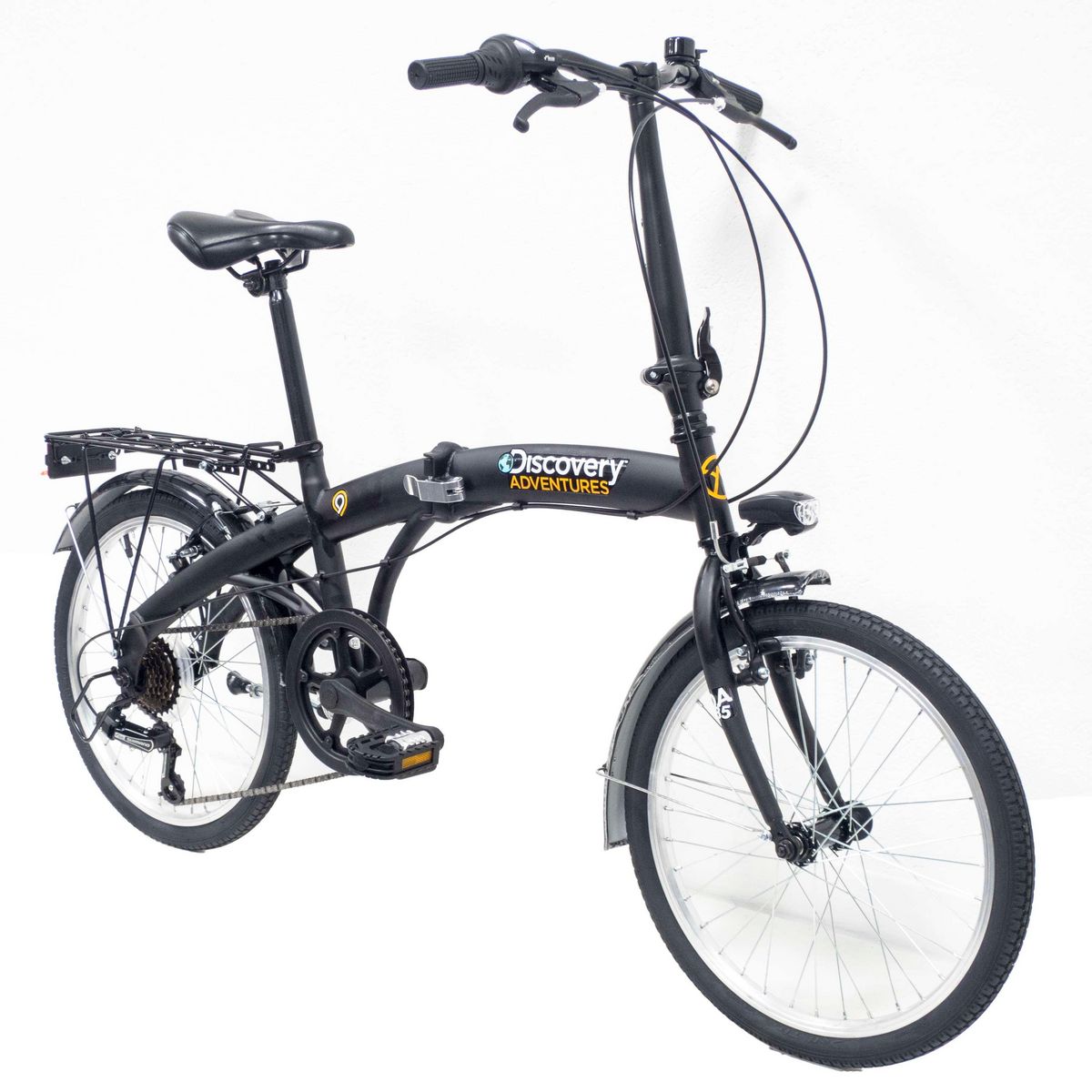 Vélo 20'' Rigide Mixte Acier Pliant  Discovery Adventures  - Fourche rigide - 6 vitesses - Dérailleur Shimano - Freins V-Brake - Porte Bagages