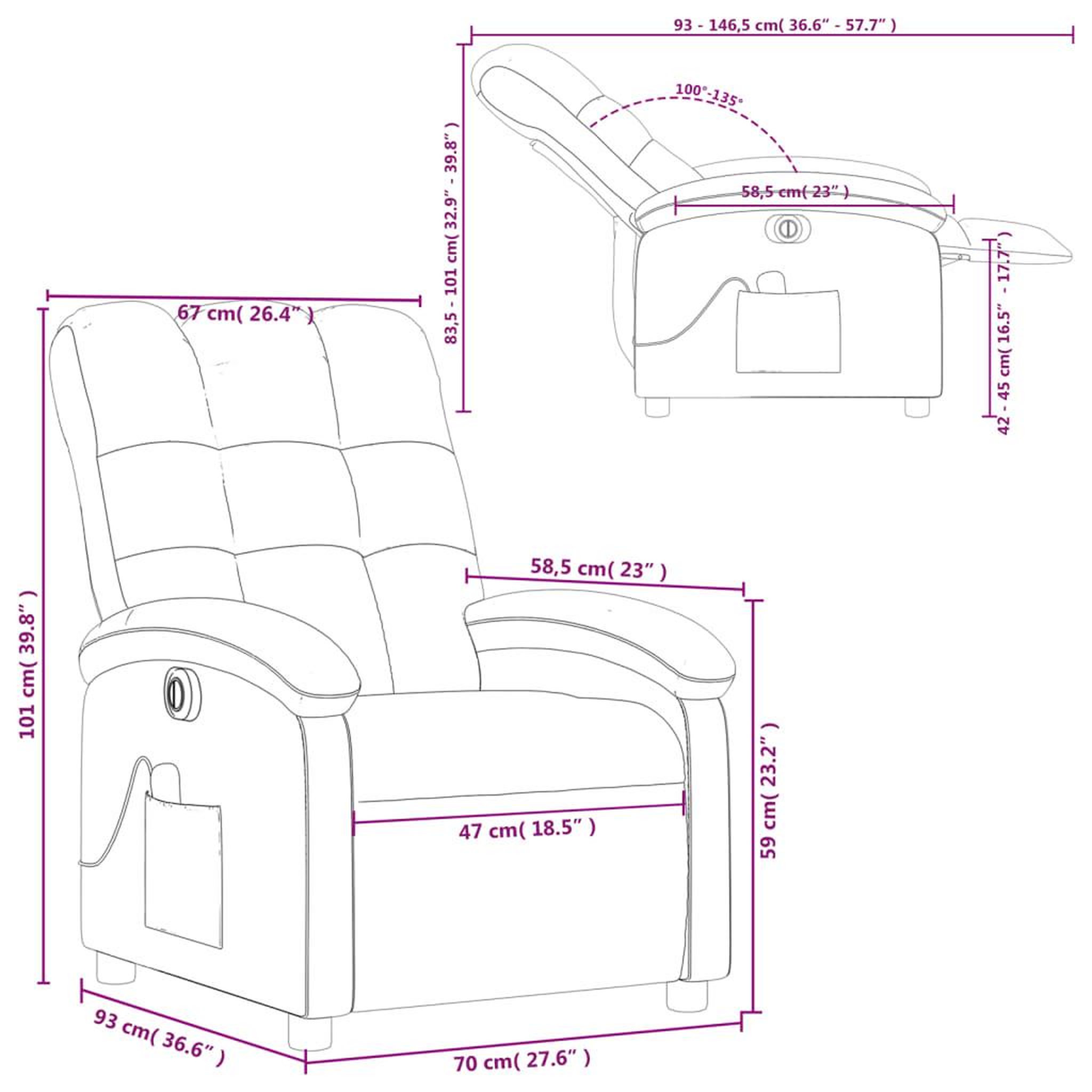 Voir la diapositive 6 : VIDAXL Fauteuil de massage inclinable electrique Rouge bordeaux Tissu