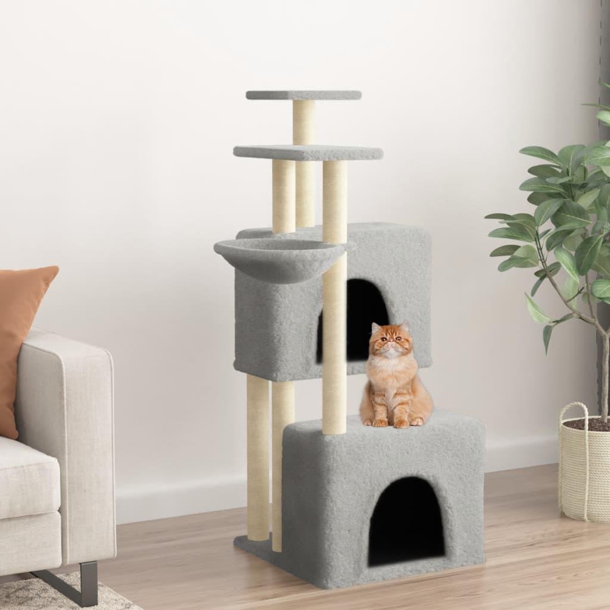 VIDAXL Arbre a chat avec griffoirs en sisal gris clair 122 cm