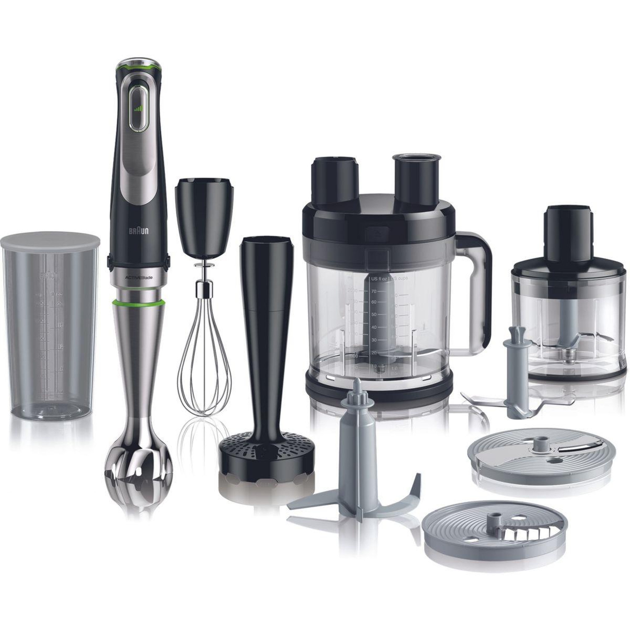 Voir la diapositive 1 : BRAUN Mixeur MQ9187XLI MultiQuick 9 noir et gris 8 accessoires