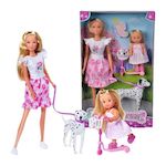 STEFFI LOVE Steffi Love poupée dalmatien + Evi Love - 2 poupées 29 et 12 cm - 2 Figurines Dalmatien - Trotinette Evi - Des 3 ans