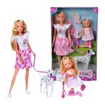 STEFFI LOVE Steffi Love poupée dalmatien + Evi Love - 2 poupées 29 et 12 cm - 2 Figurines Dalmatien - Trotinette Evi - Des 3 ans