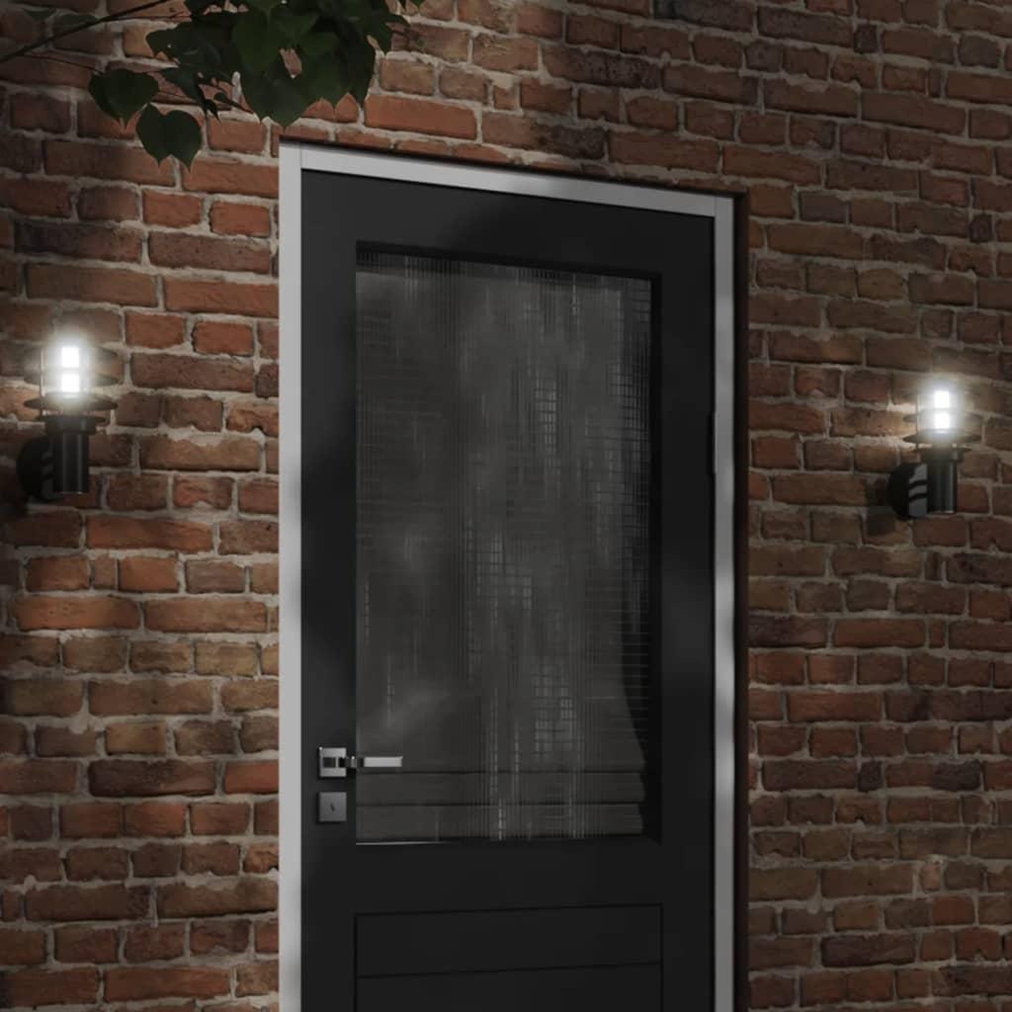 VIDAXL Appliques murales d'exterieur 2 pcs noir acier inoxydable
