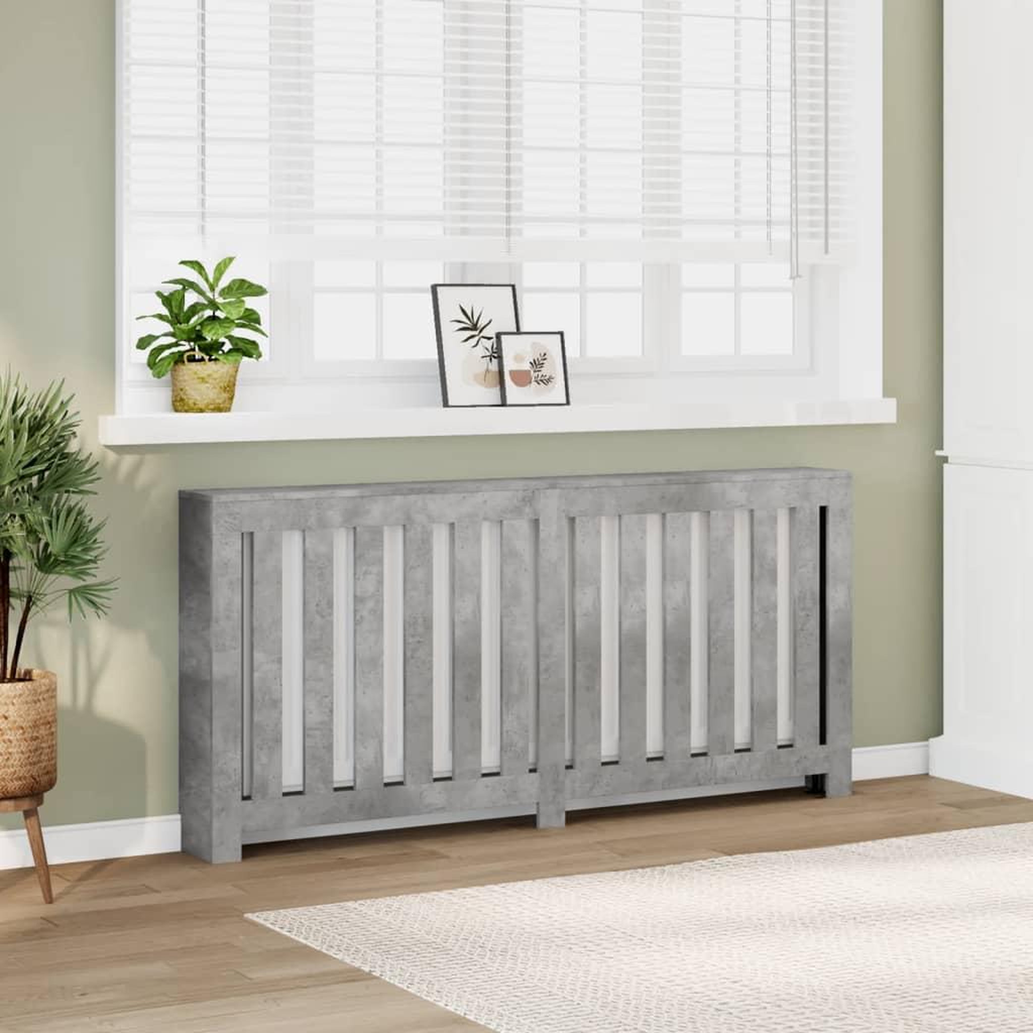 VIDAXL Cache-radiateur gris beton 175x20x82 cm bois d'ingenierie