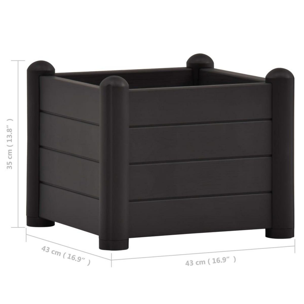 VIDAXL Lit sureleve de jardin PP Anthracite 43x43x35 cm