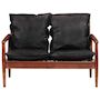 Voir la diapositive 3 : VIDAXL Canape 2 places noir cuir veritable et bois d'acacia solide