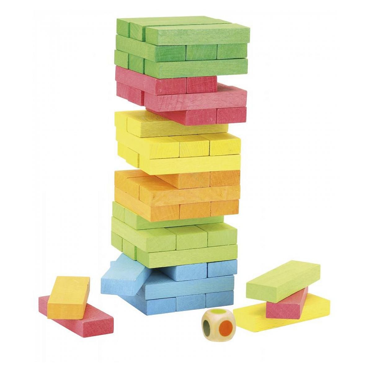 JeuJura Coffret de la Tour Infernale Colorée - Jeu de 54 Pièces en Hêtre pour Enfants