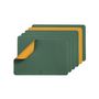 Voir la diapositive 6 : BJORN Set de table rectangulaire réversible - 6 pièces - Cuir recyclé jaune moutarde et vert sapin