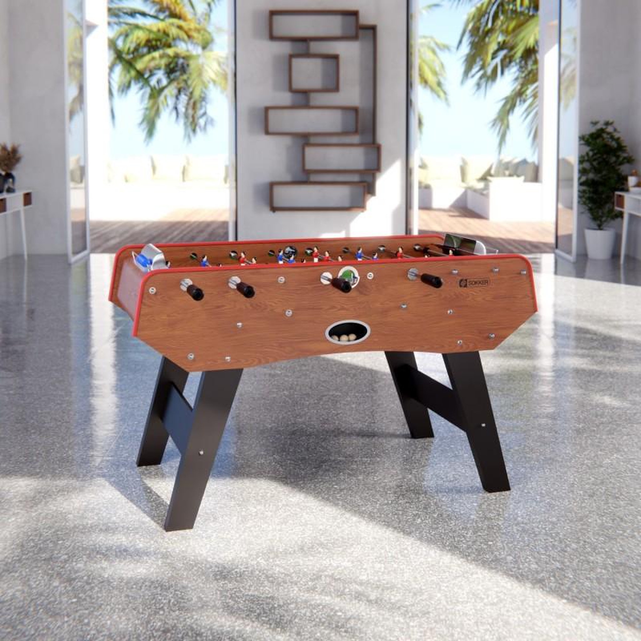 Voir la diapositive 3 : PLAY4FUN Baby-foot CLASSIC type Bistrot - 151 x 77 x 91 cm - Table de Baby-foot avec barres télescopiques et Balles Lièges Inclus
