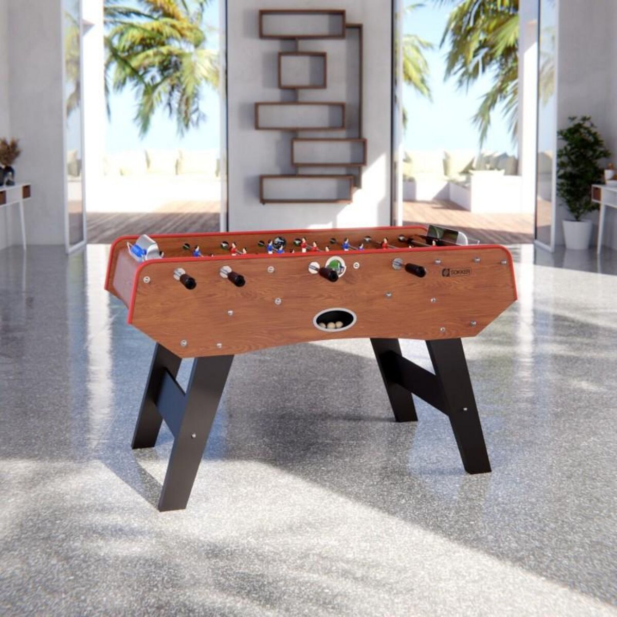 PLAY4FUN Baby-foot CLASSIC type Bistrot - 151 x 77 x 91 cm - Table de Baby-foot avec barres télescopiques et Balles Lièges Inclus