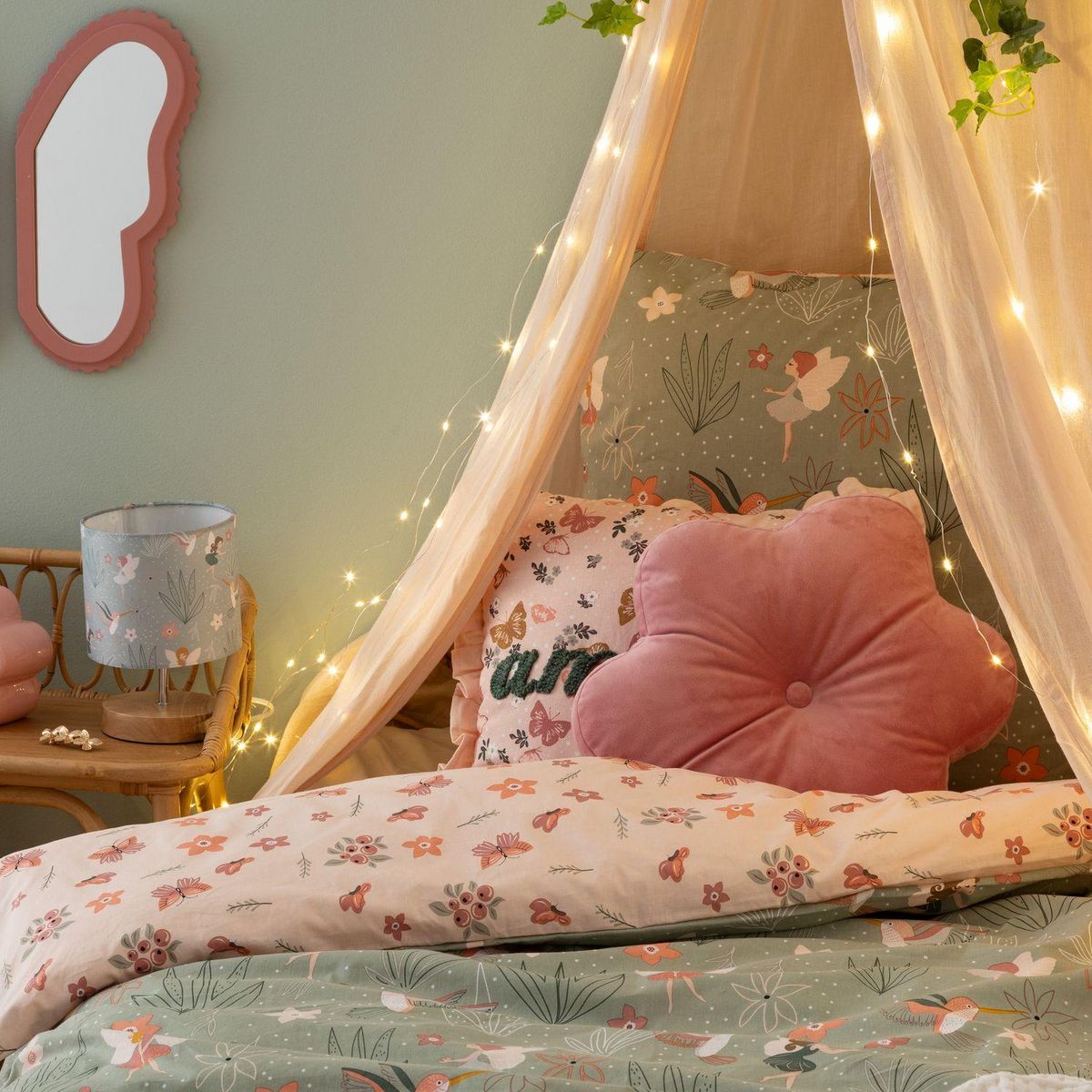 ATMOSPHERA Parure de lit enfant réversible fée - 100% coton 57 fils/cm² - 140 x 200 cm