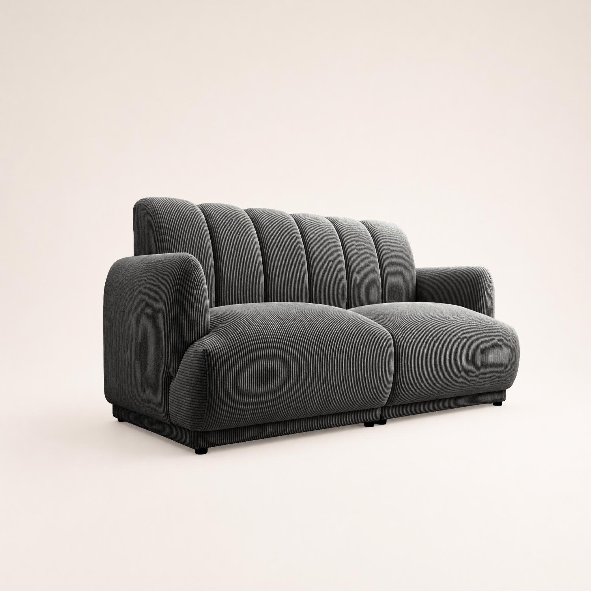 Voir la diapositive 3 : BEST MOBILIER Luigi - canapé droit 3 places en velours côtelé