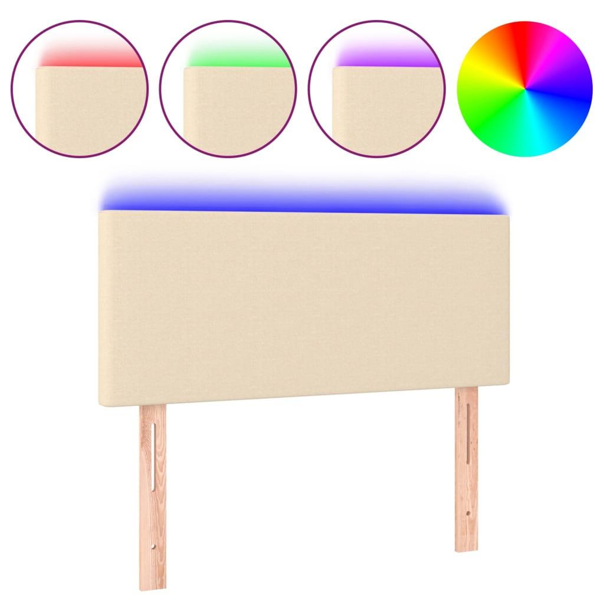 Voir la diapositive 2 : VIDAXL Tete de lit a LED Creme 80x5x78/88 cm Tissu