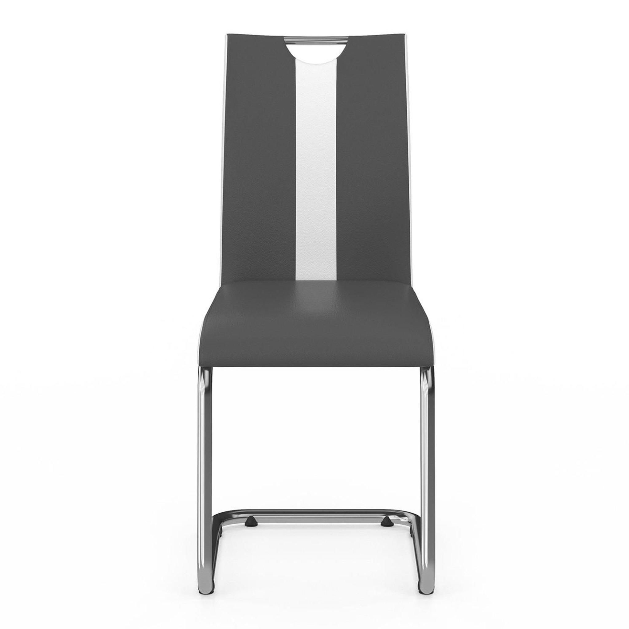 Voir la diapositive 3 : ID MARKET Lot de 4 chaises pia grises et blanches pour salle à manger