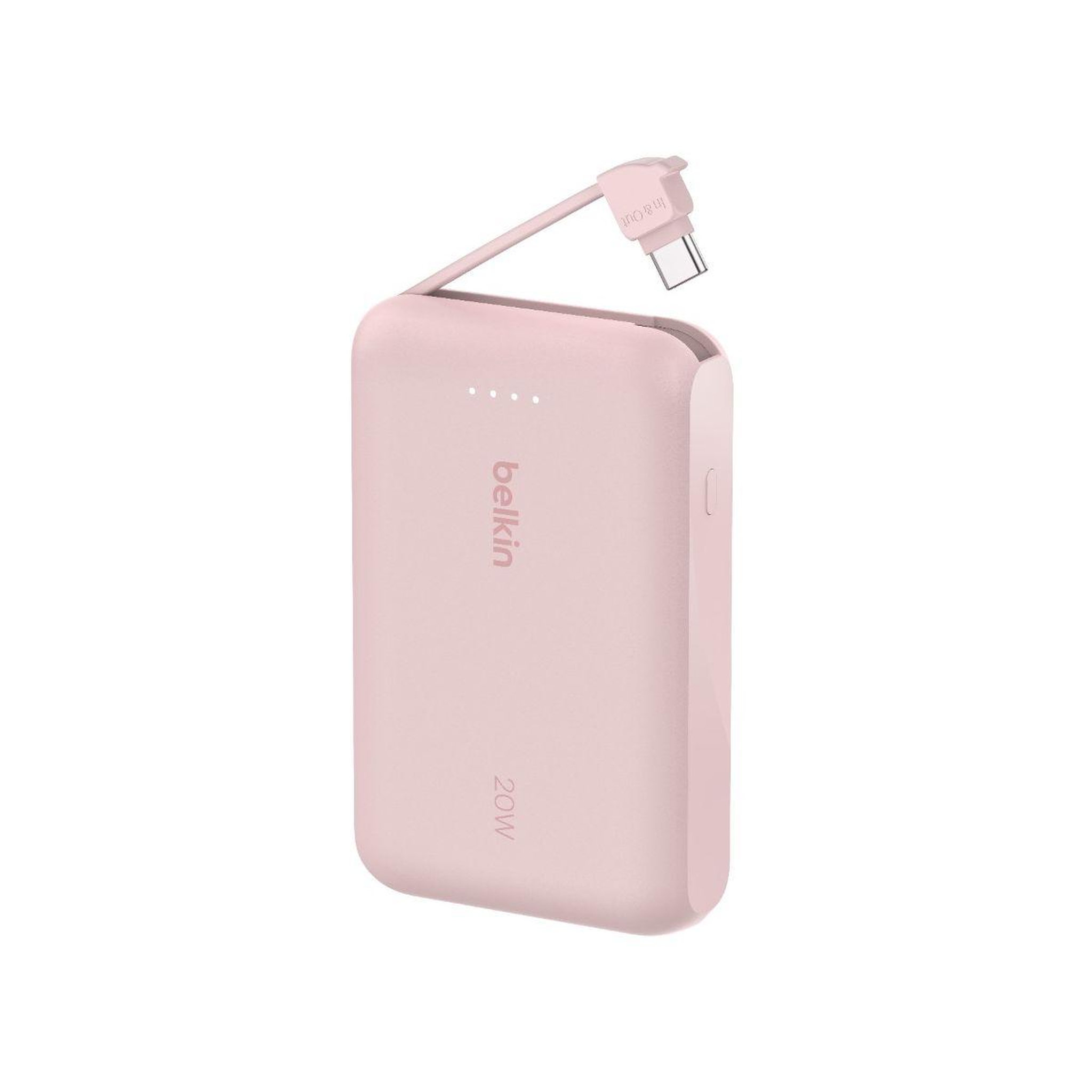 Belkin Batterie externe 10000 mah avec cable usb-c intégre pink