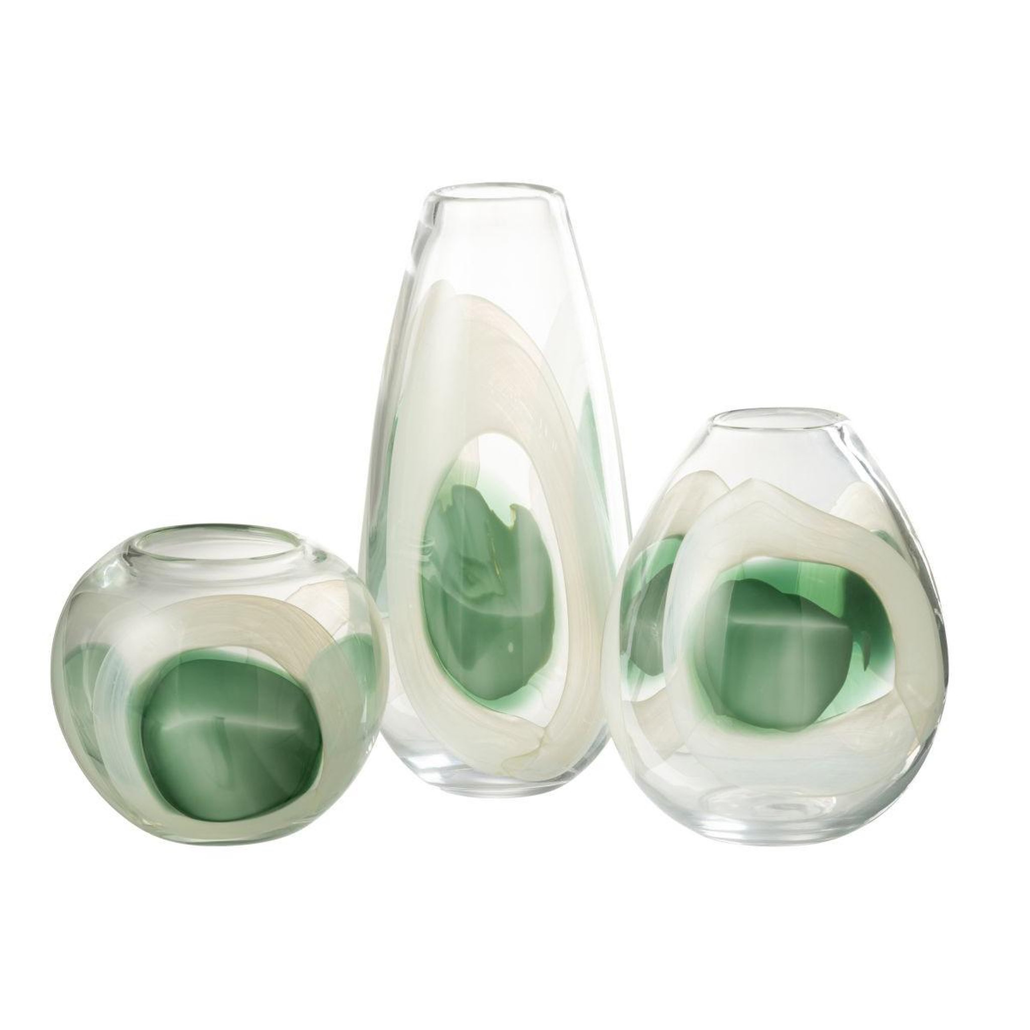 Voir la diapositive 2 : J-LINE Vase design en verre  livy  18cm multicolore