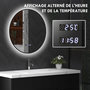 Voir la diapositive 5 : HOMCOM Miroir LED rond salle de bain Ø 70 cm - luminosité réglable, fonction anti-buée, tactile, affichage heure-température - métal noir