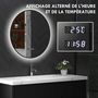 Voir la diapositive 5 : HOMCOM Miroir LED rond salle de bain Ø 70 cm - luminosité réglable, fonction anti-buée, tactile, affichage heure-température - métal noir