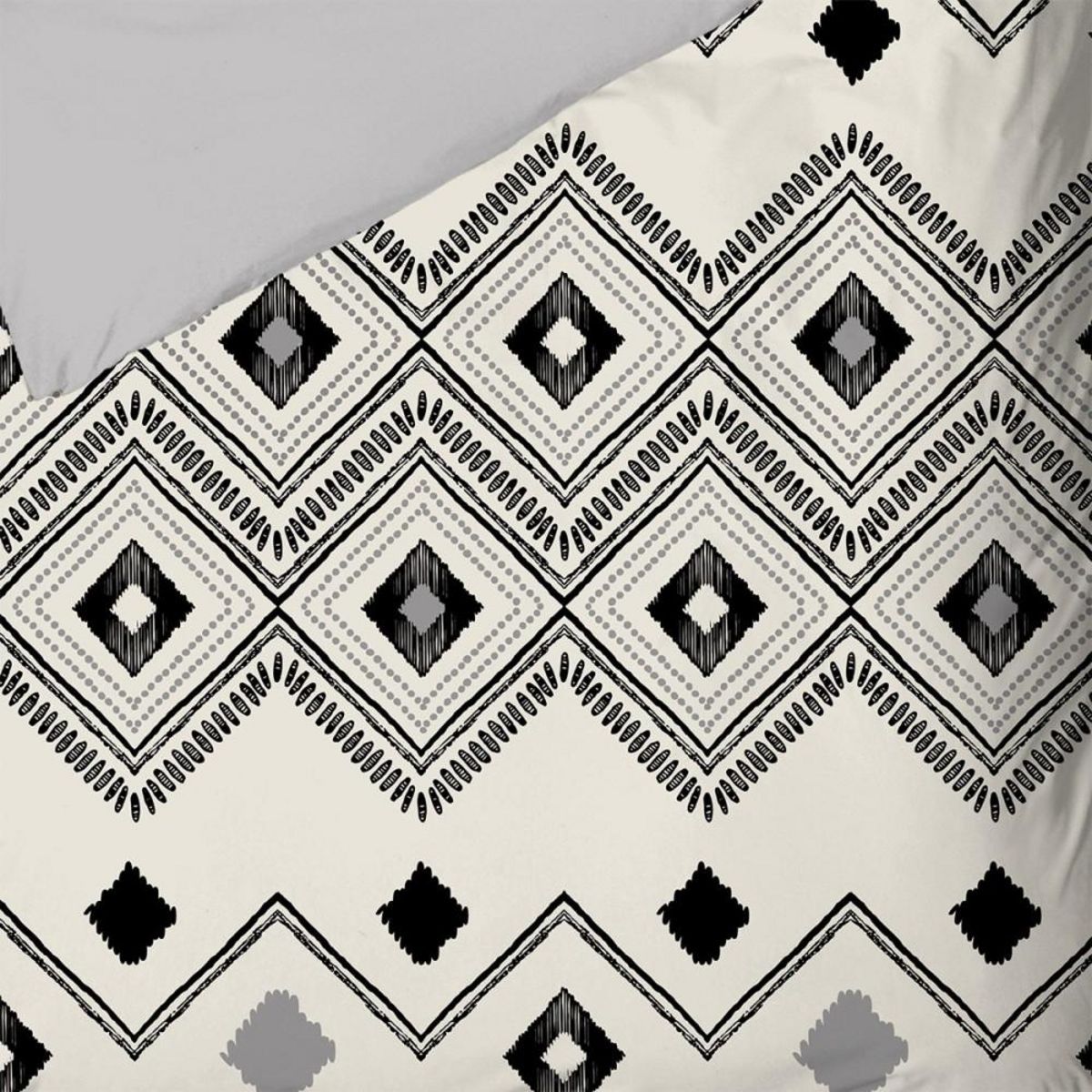 Dourev Housse de couette 240x220 Ethnique losange + 2 taies coton 42 fils