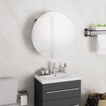 VIDAXL Armoire de salle de bain miroir rond et LED Gris 40x40x17,5 cm