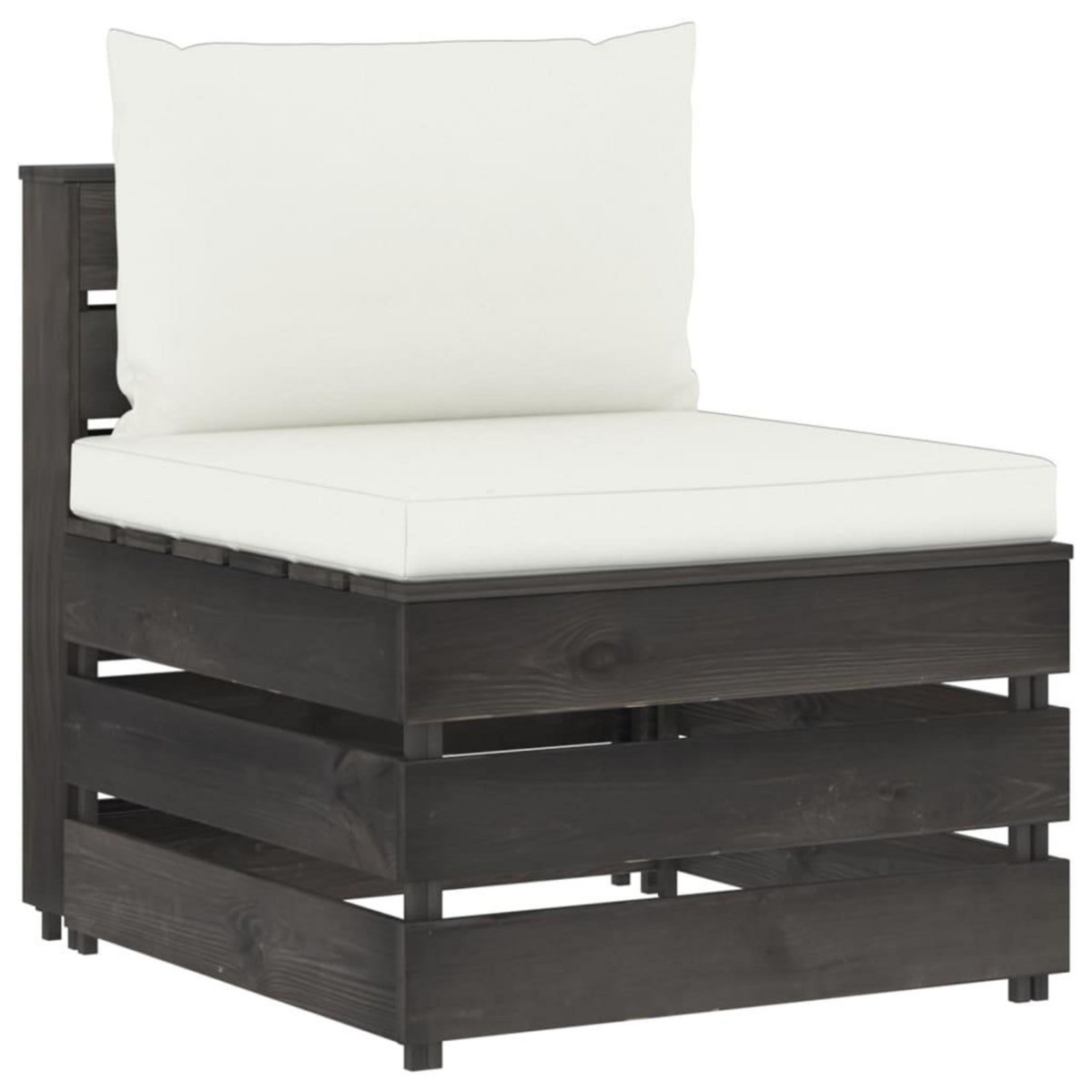 VIDAXL Canape central sectionnel avec coussins Bois impregne de gris