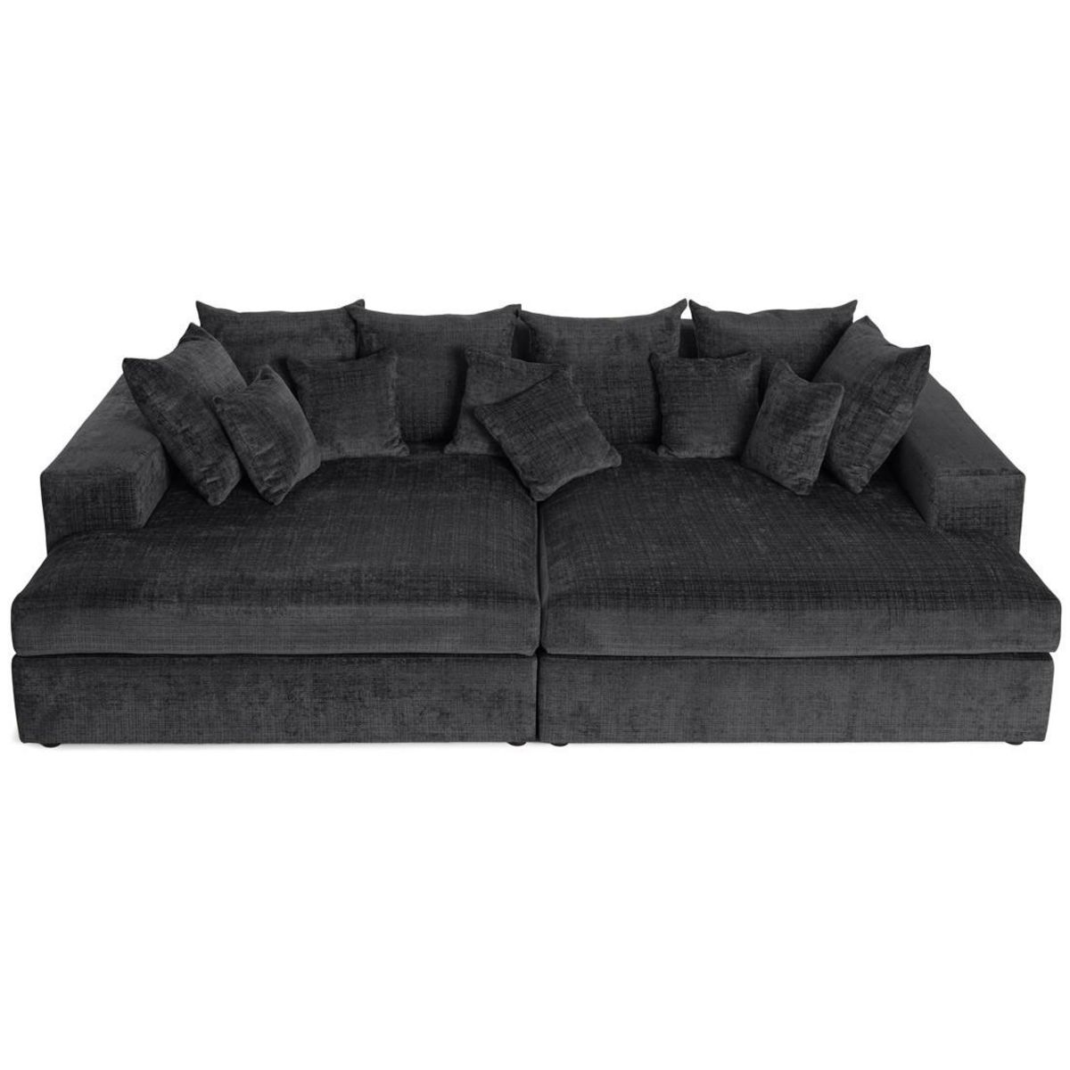 LISA DESIGN Collins - canapé droit 4 places avec double méridienne - assise profonde - en velours texturé