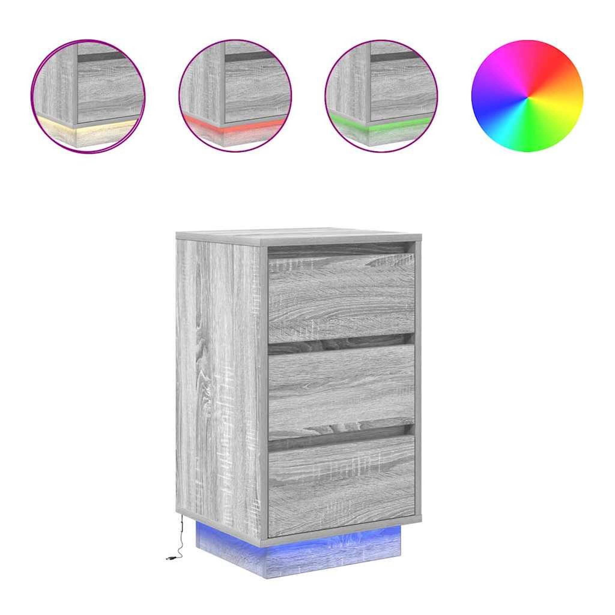 Voir la diapositive 2 : VIDAXL Table de chevet avec lumieres LED sonoma gris 38x34x65 cm