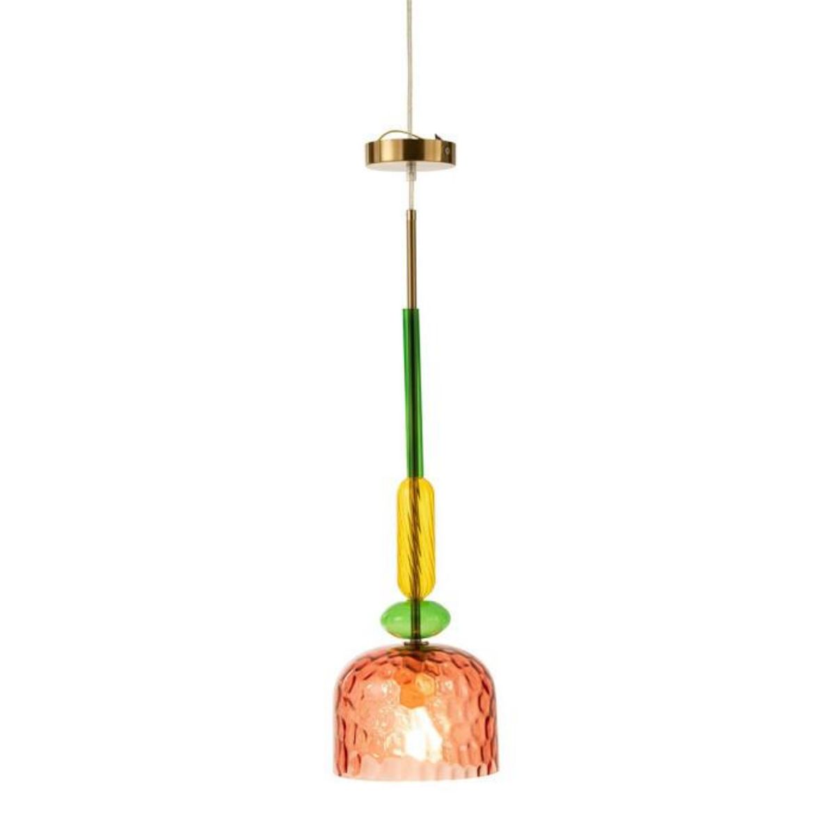 Paris Prix Lampe Suspension en Verre  Fiona  160cm Rouge