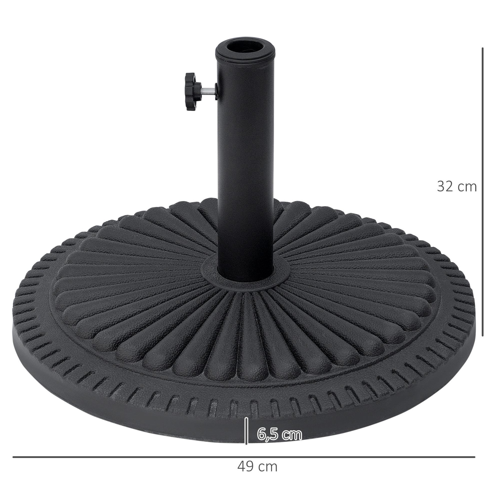 Voir la diapositive 3 : OUTSUNNY Pied de parasol base de lestage parasol rond ciment HDPE motif rosace Ø 49 cm poids net 15 Kg noir