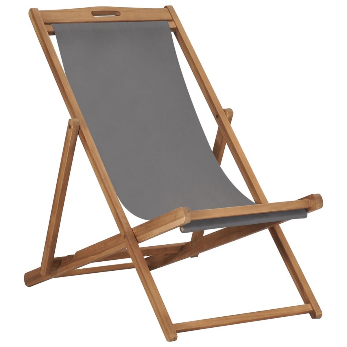 VIDAXL Chaise de plage pliable Bois de teck solide Gris