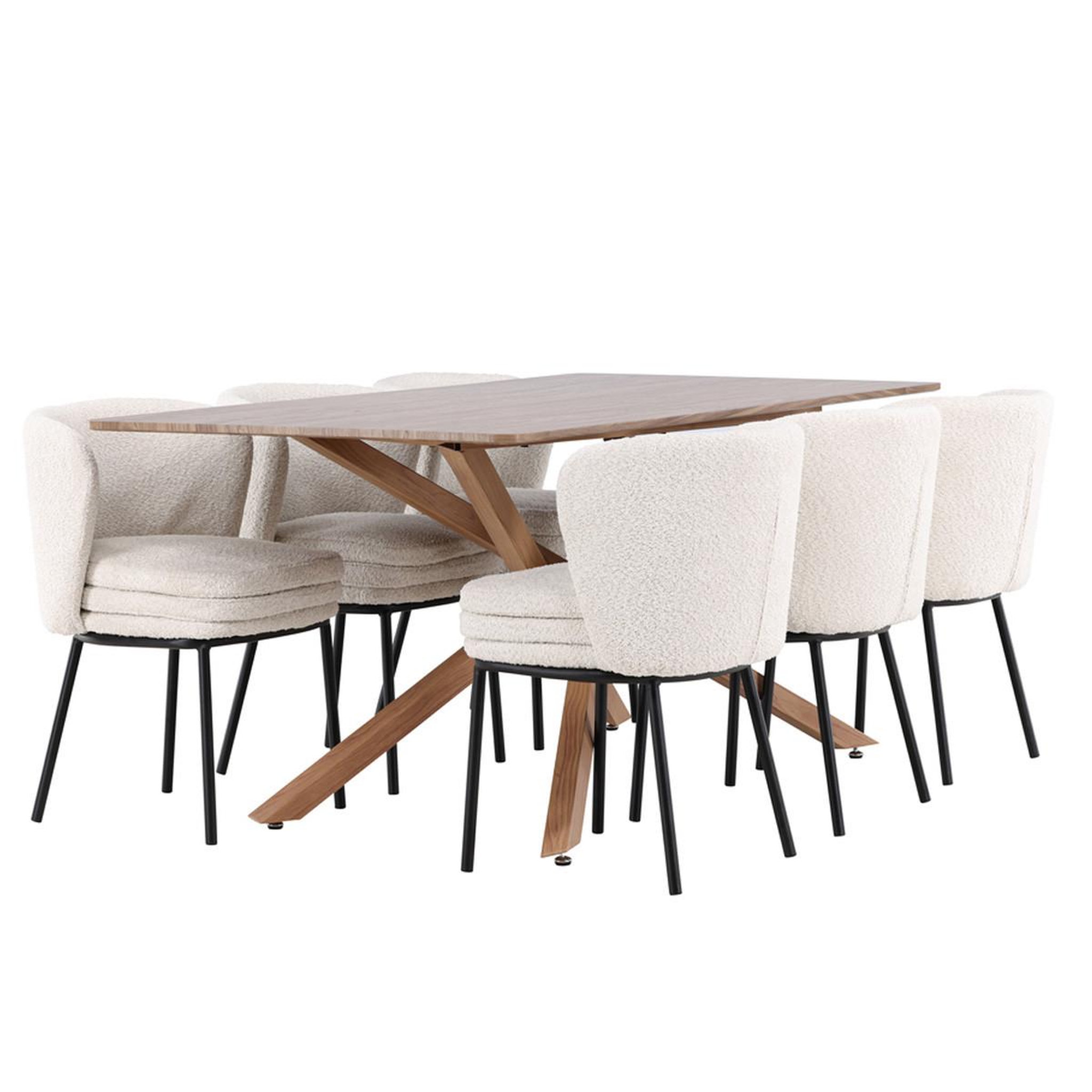 Paris Prix Ensemble table à manger & 6 chaises  piazza & agnes  180cm marron & blanc