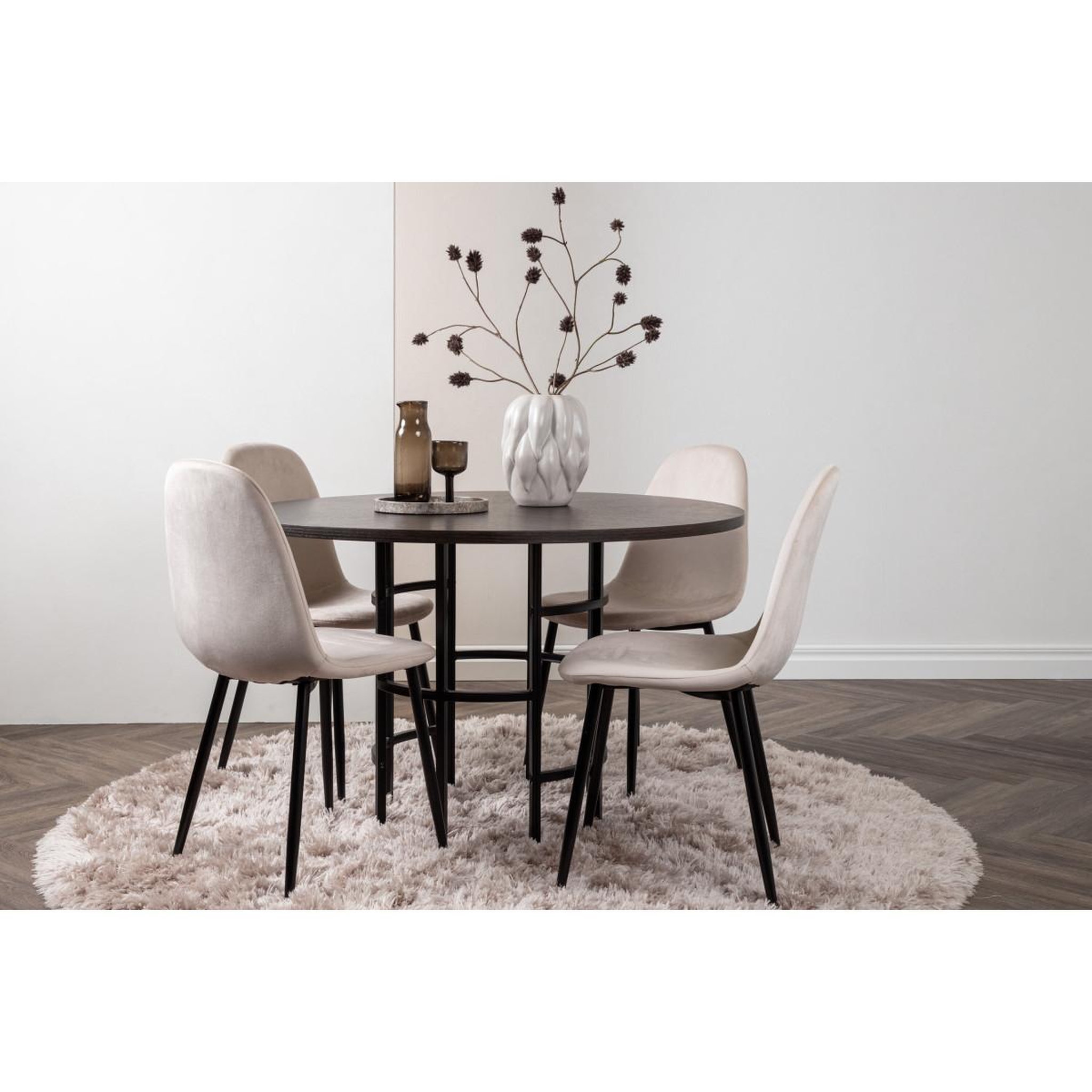 Voir la diapositive 6 : Paris Prix Ensemble table à manger & 4 chaises  copenhagen & polar  115cm marron & beige