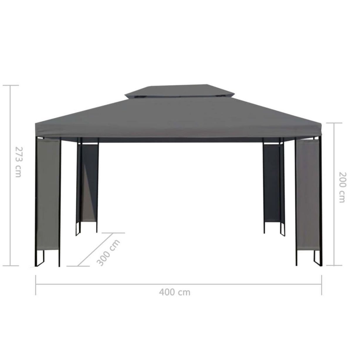 VIDAXL Chapiteau Anthracite 300 x 400 cm