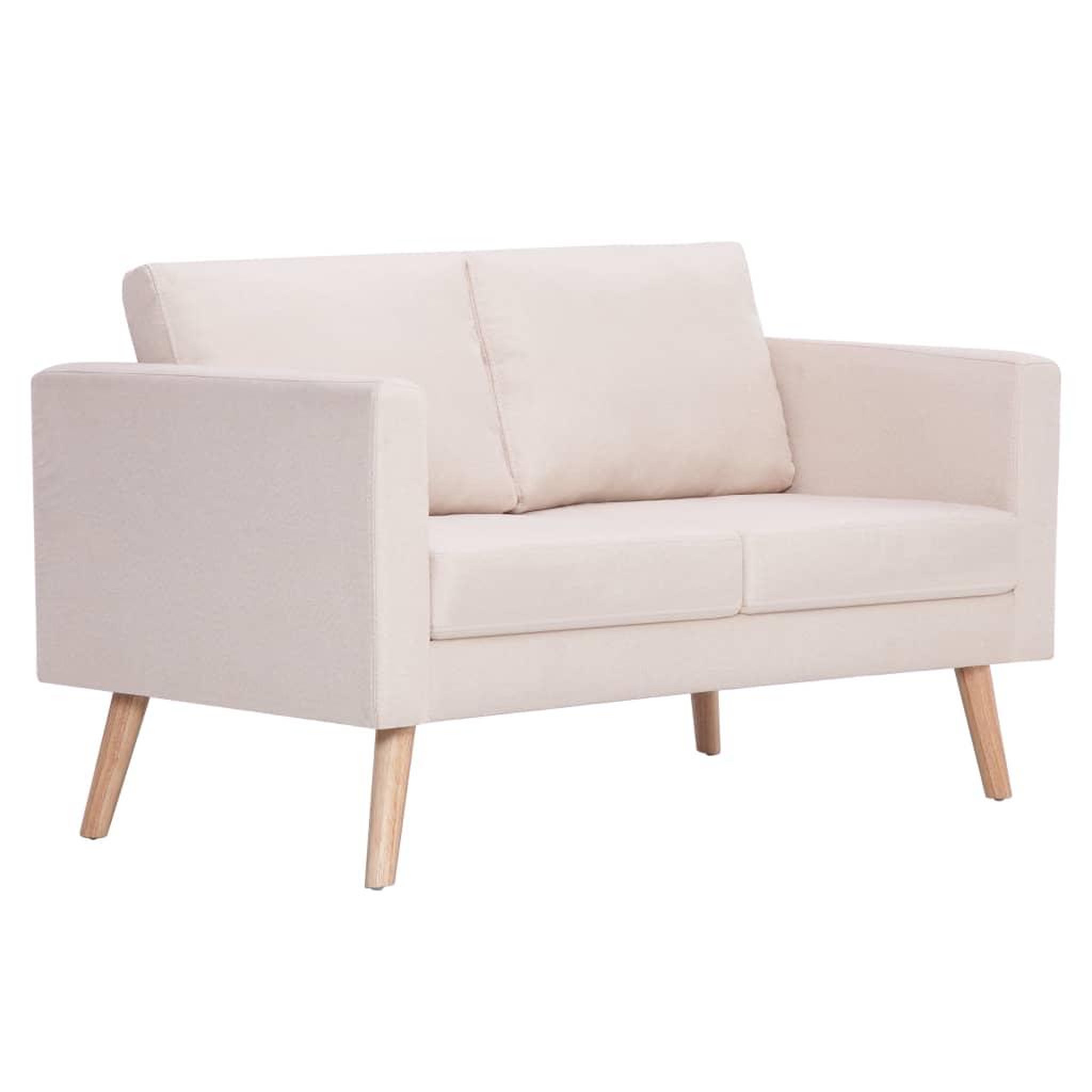 Voir la diapositive 2 : VIDAXL Canape a 2 places Tissu Creme