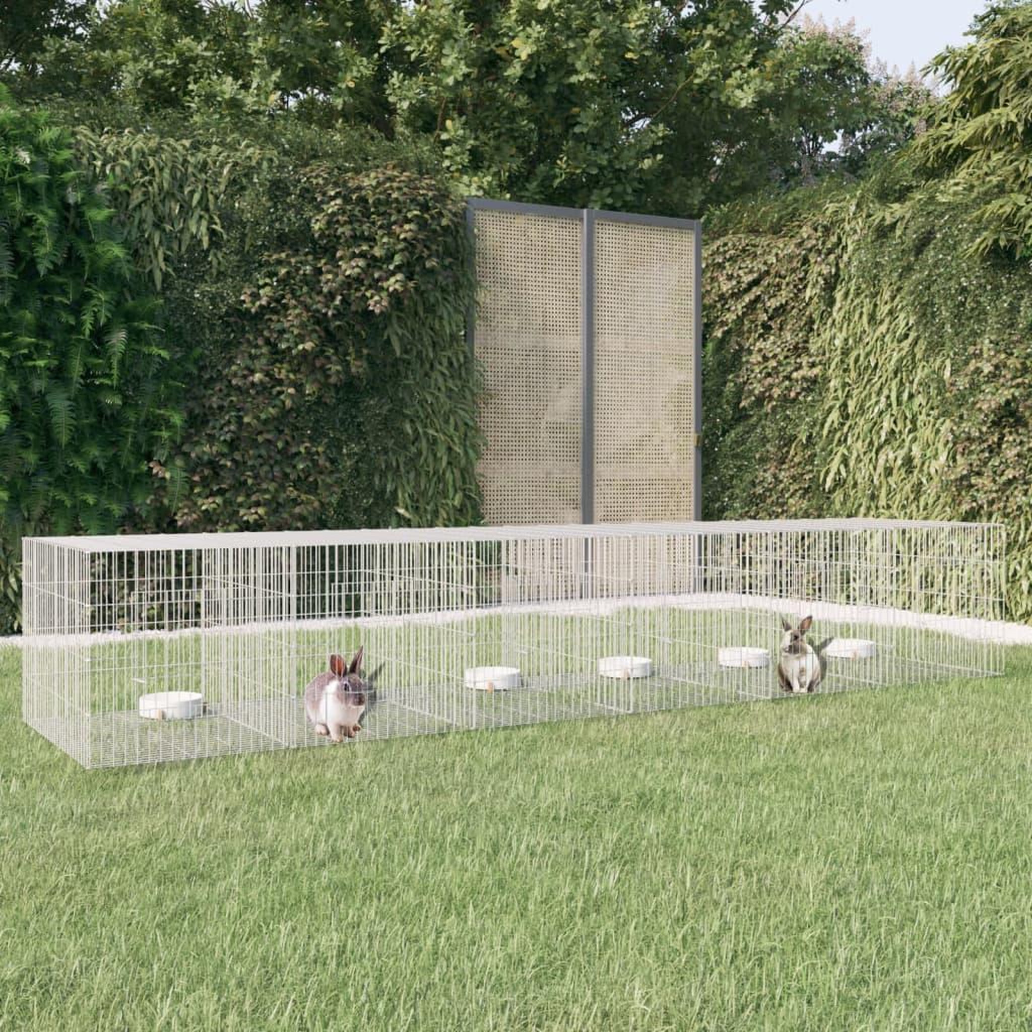 VIDAXL Cage a lapin 6 panneaux 327x79x54 cm Fer galvanise