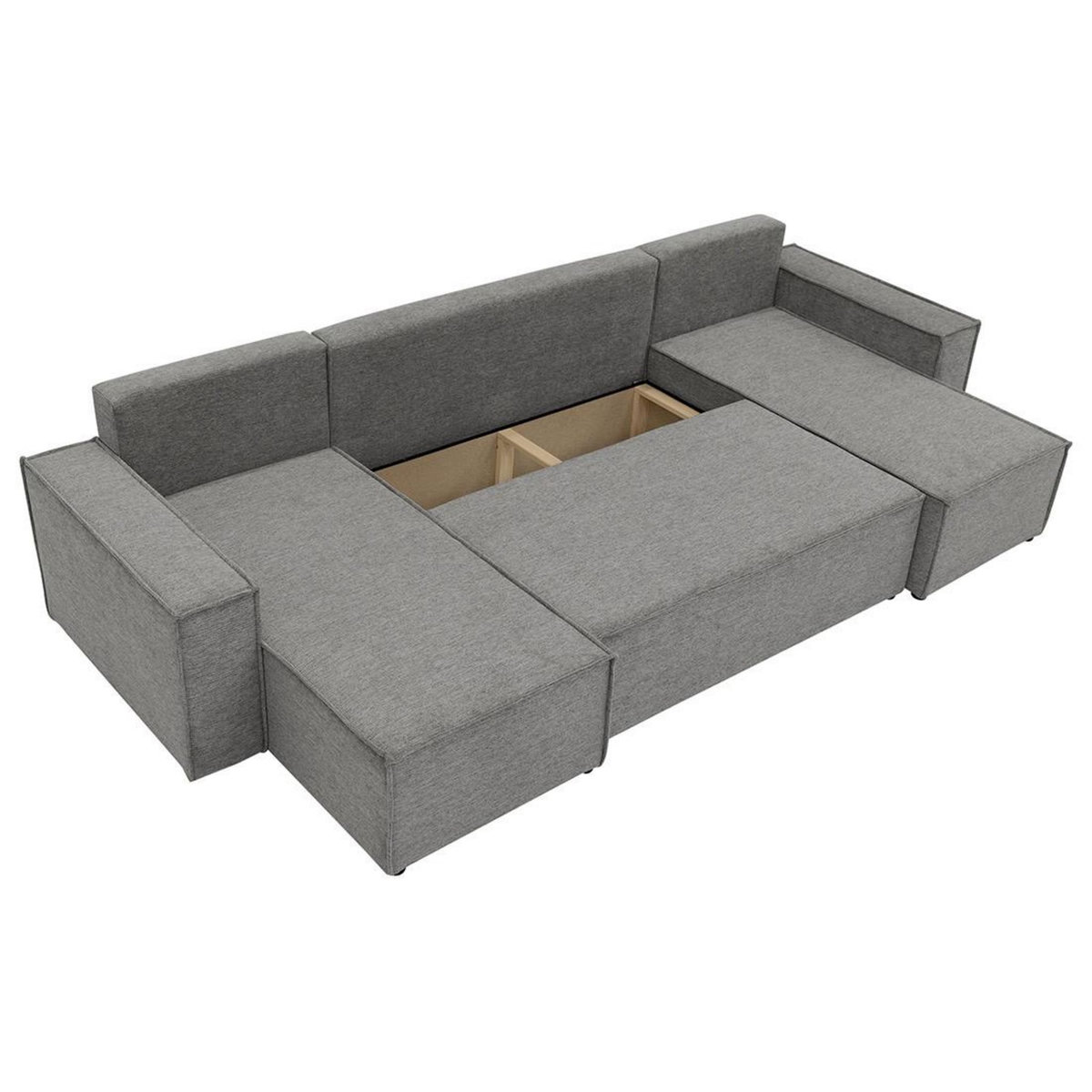 BEST MOBILIER Cezanne - canapé panoramique en u 7 places convertible avec coffre en tissu texturé