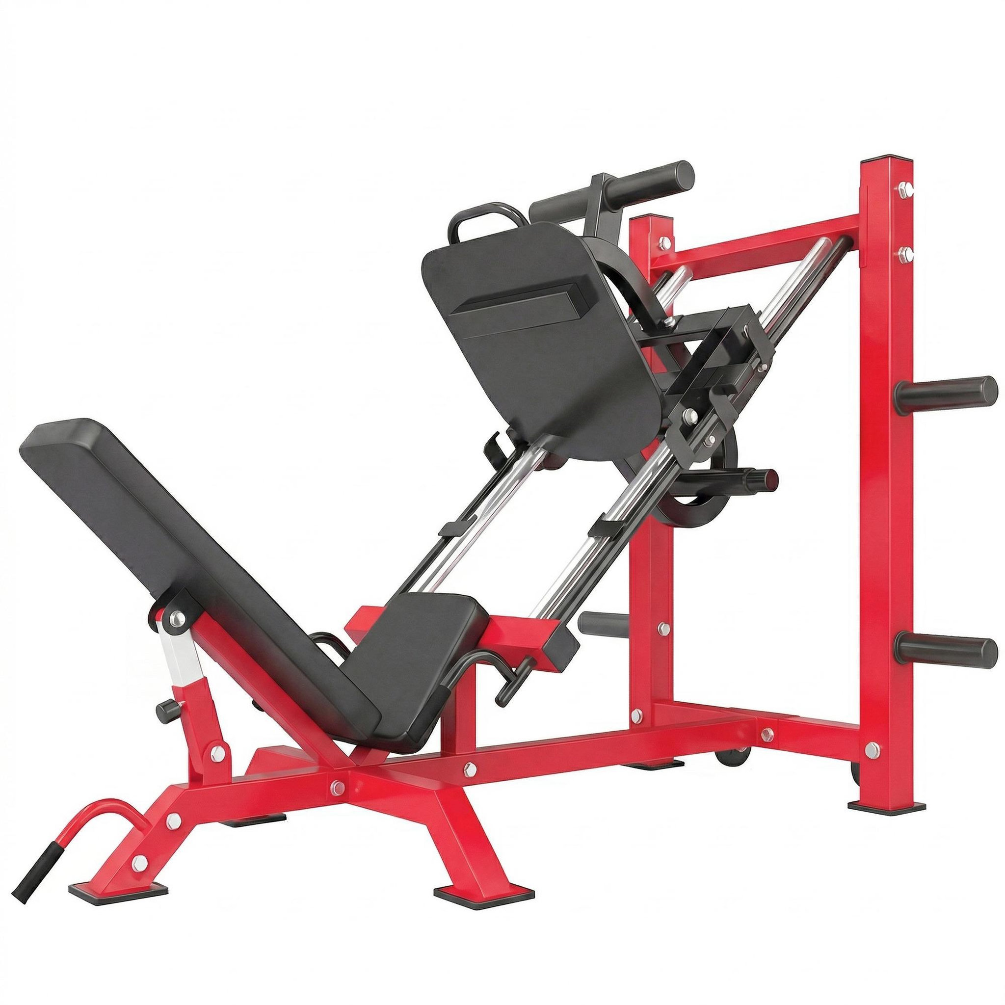 HOMCOM Presse à cuisses leg press machine pro 455kg compatible disques 25/50mm noir rouge