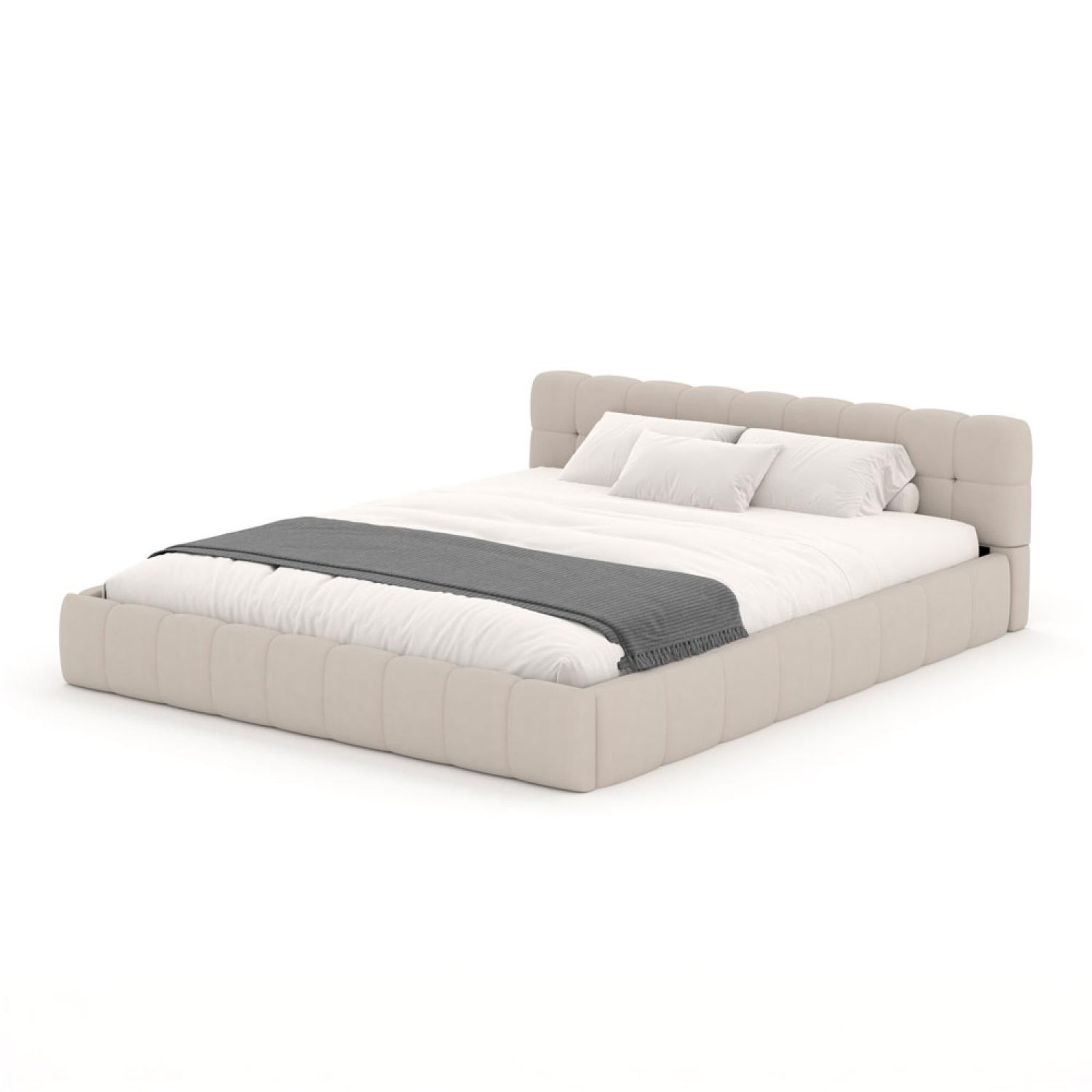 CONCEPT USINE Lit style nuage 160x200cm en velours beige kansas