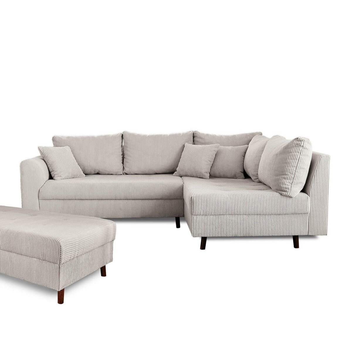 LISA DESIGN Rune - canapé d'angle droit - 4 places - avec pouf d'appoint - en velours côtelé