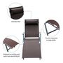 Voir la diapositive 6 : OUTSUNNY Outsunny transat chaise longue bain de soleil pliable dossier inclinable multi-positions têtière fournie 137L x 64l x 101H cm métal époxy textilène marron