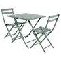 Voir la diapositive 2 : HESPERIDE Ensemble table de jardin pliante + 2 chaises Greensboro - Vert olive