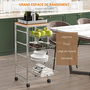 Voir la diapositive 5 : HOMCOM HOMCOM Chariot de service desserte à roulettes multi-rangements 4 tiroirs acier MDF chêne clair