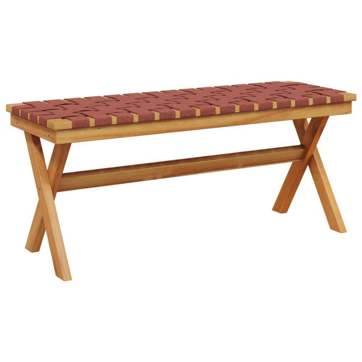 VIDAXL Banc de jardin rouge bois massif d'acacia et tissu