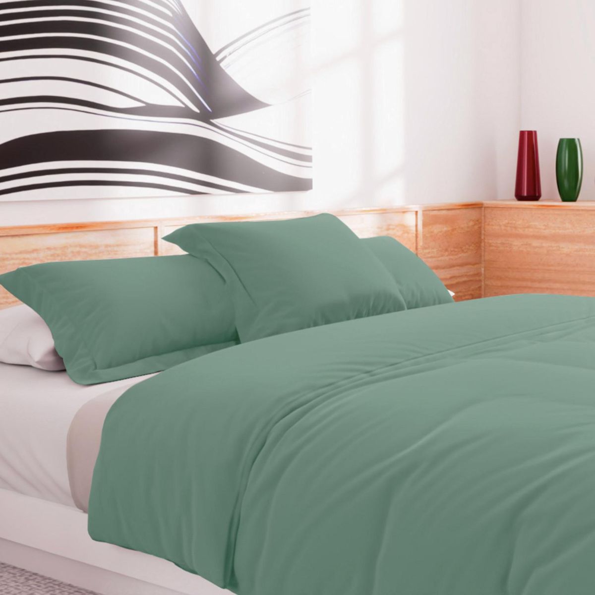 SOLEIL D'OCRE Housse de couette en coton 57 fils UNI, par Soleil d'Ocre