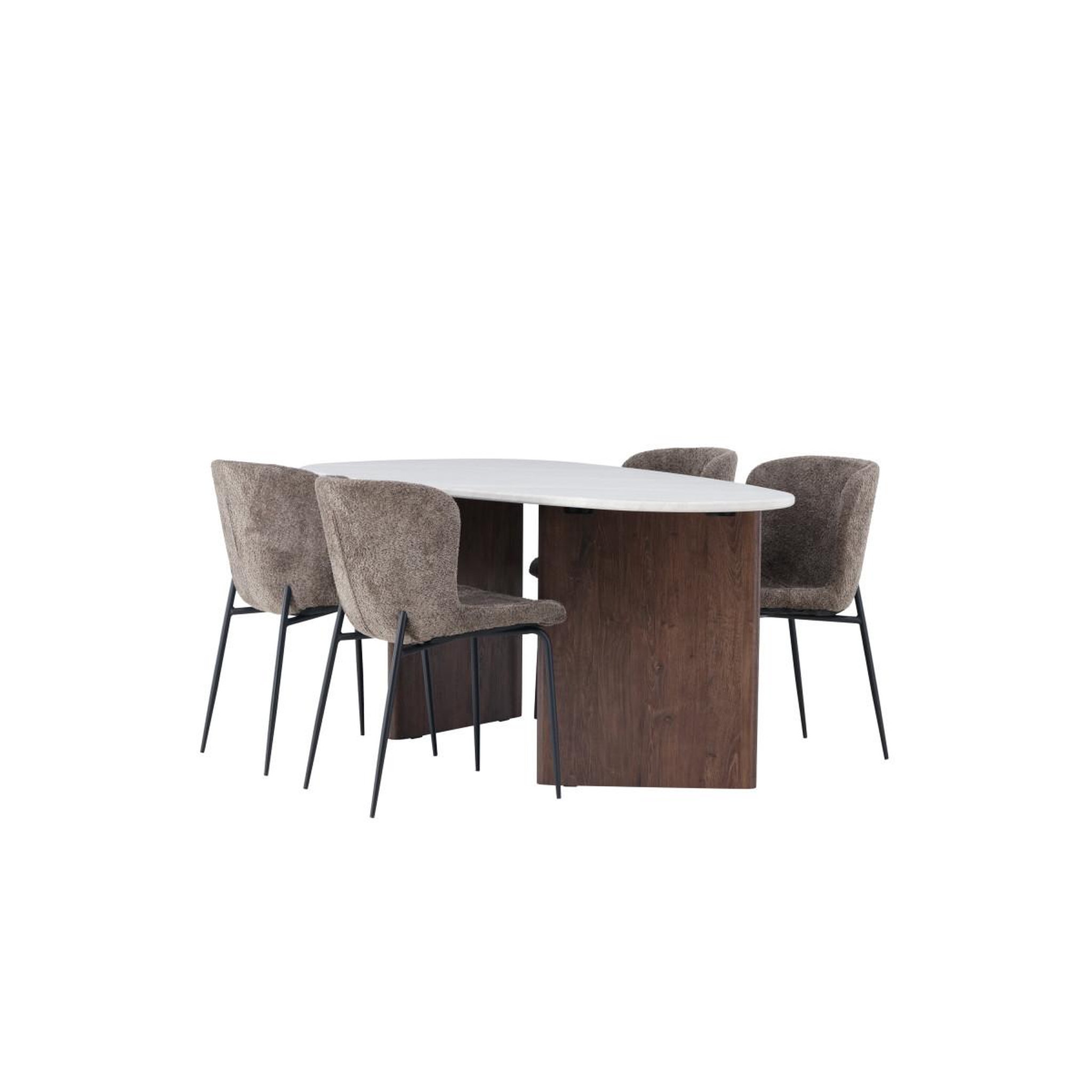 Voir la diapositive 4 : Paris Prix Ensemble table à manger & 4 chaises  gronvik & modesto  180cm gris clair & marron