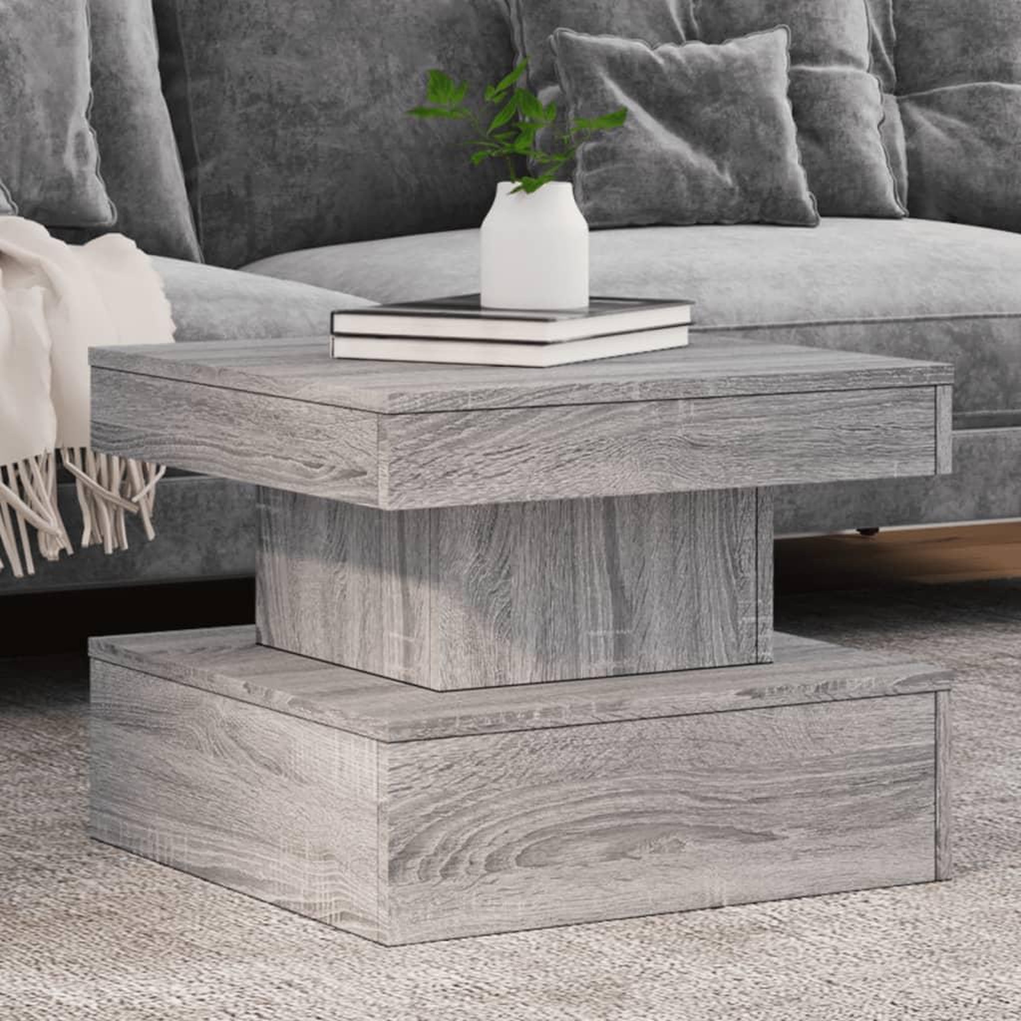 VIDAXL Table basse avec lumieres LED sonoma gris 50x50x40 cm