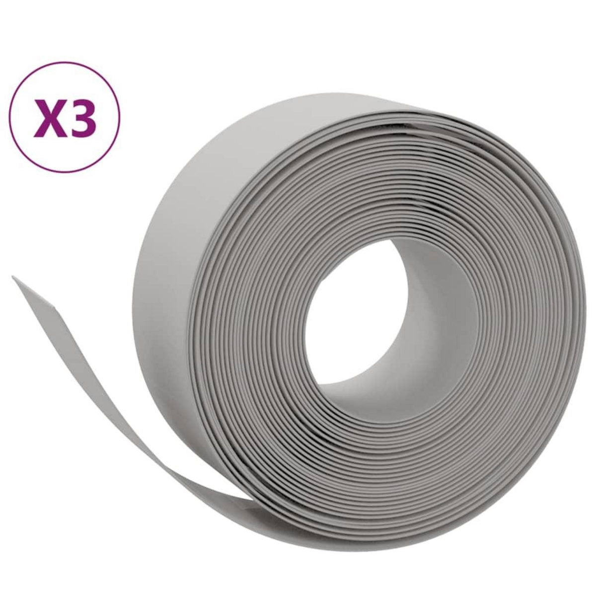 VIDAXL Bordures de jardin 3 pcs gris 10 m 20 cm polyethylene